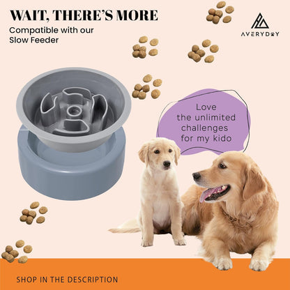 AVERYDAY Slow Feeder Dog Bowl Set with 1 Base and 3 Puzzle Inserts Customizable Design BPA-Free and Dishwasher Safe for Small Medium Large Dogs