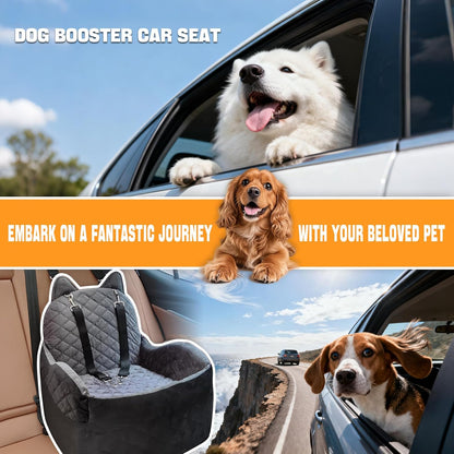 Dog Car Seat for Small Medium Sized Dog, Booster Car Seat with Elevated Memory Foam, Storage Pocket & Safety Belts, Detachable Washable Puppy Carrier Pet Travel Accessories
