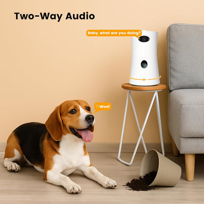 Pet Camera, 360°View Dog Camera Treat Dispenser WiFi with Phone App, Two Way Audio, Night Vision, Remote Treat Tossing, Motion Alert, Interactive Toy for Pet Dog Cat Puppy