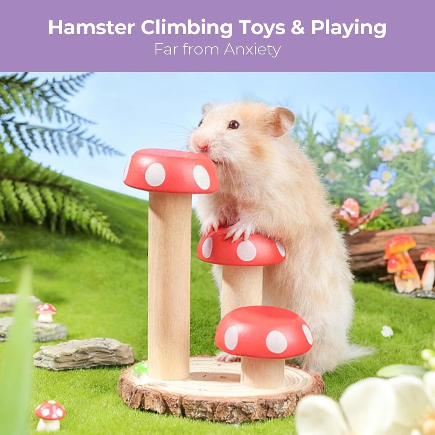 Mini&Moe Hamster Climbing Toys Wooden Stairs Small Animal Cage Accessories Enrichment Toys for Rat, Gerbil, Ferret, Chinchilla, Guinea Pig