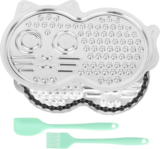 Stainless Steel Lick Mat for Dogs & Cats, Pet-Shaped Slow Feeder Pad, Chew-Proof, Non-Slip Large Licking Mat for Slow Eating, Stress Relief, Whisker Friendly for Cats