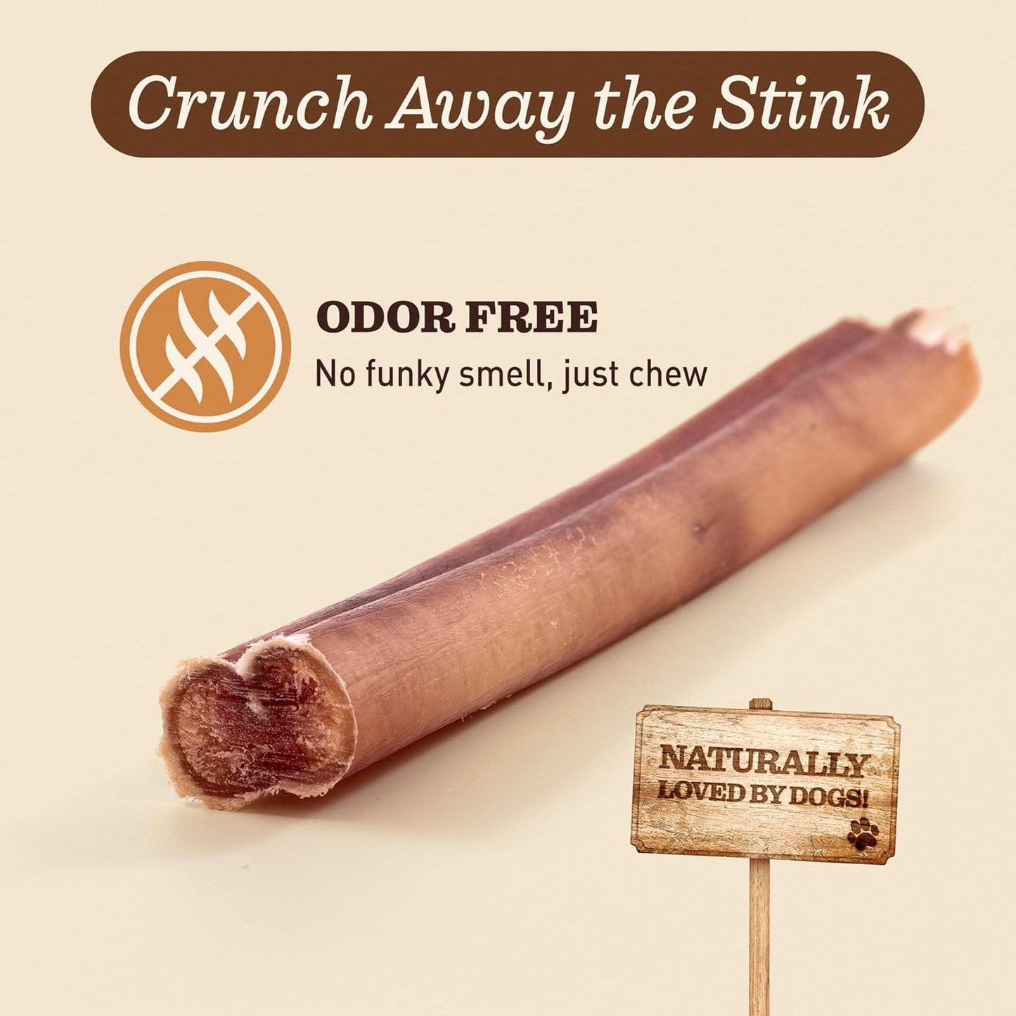 Odor-Free Bully Sticks (6", 25 Pack) – 100% Grass-Fed Beef Pizzle Dog Chews, Fully Digestible & Long-Lasting Dental Treats