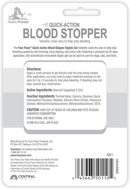 Four Paws Healthy Promise Quick Action Blood Stopper Styptic Gel for Dogs & Cats, 1.16 oz.