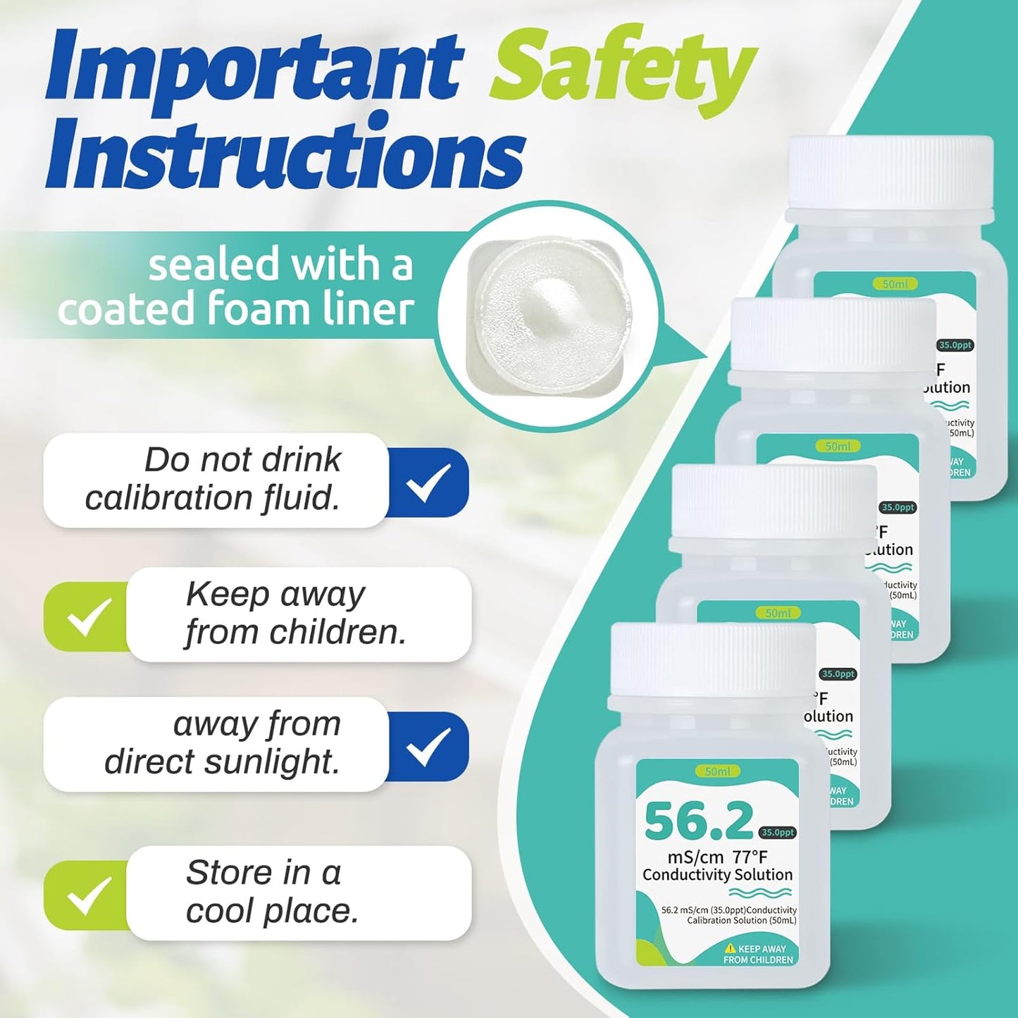 Digital Salinity Tester and 56.2mS/cm(35.0 PPT) Calibration Solution Combo for Saltwater Pool, Seawater, Aquarium, Fish Tank