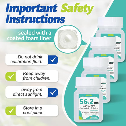 Digital Salinity Tester and 56.2mS/cm(35.0 PPT) Calibration Solution Combo for Saltwater Pool, Seawater, Aquarium, Fish Tank