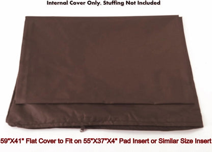 Dogbed4less 1 Pack Internal Duvet Case Waterproof Zipper Dog Bed Cover for XXL Large 55"x37"X4" Memory Foam Pad Pet Bed - 59"x41" Flat