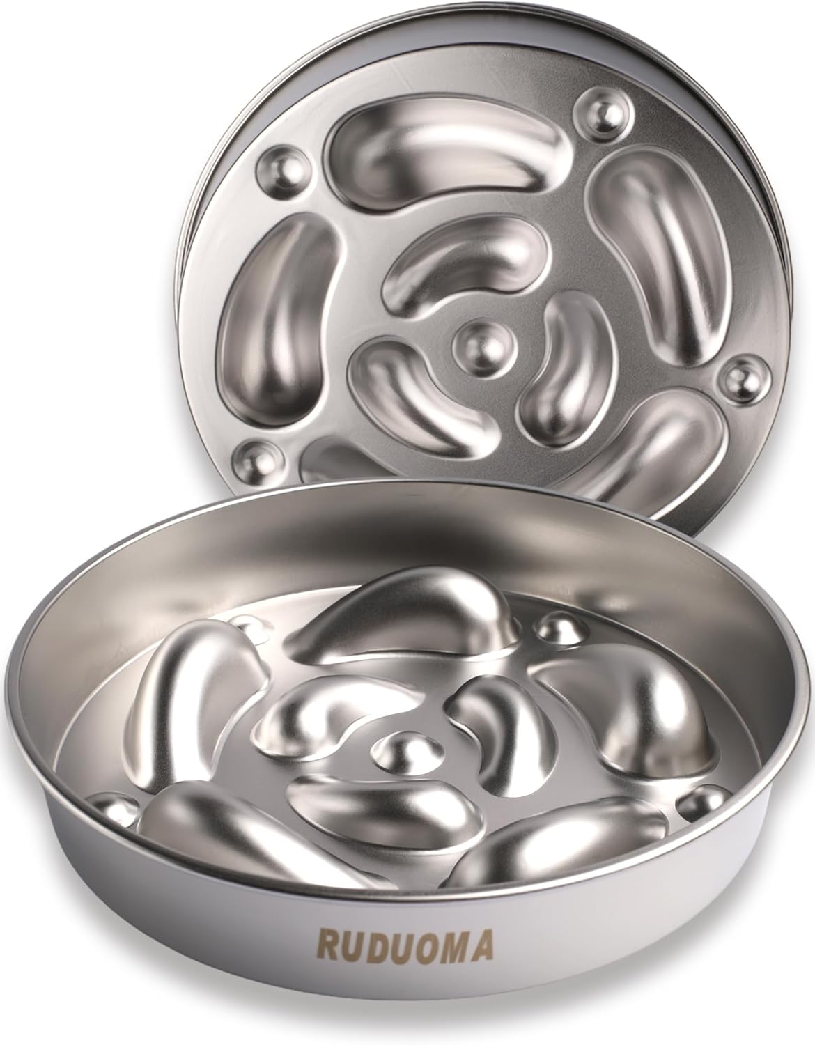 Stainless Steel Dog Bowls for Brachycephalic Breeds,Gentle Slow Feeding Design,Moderately Slow Down Eating Pace,Non-Slip,2.5 Cups Capacity Metal Bowl for Medium Dogs
