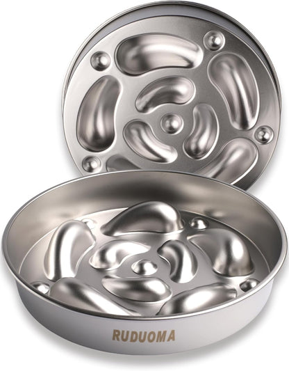 Stainless Steel Dog Bowls for Brachycephalic Breeds,Gentle Slow Feeding Design,Moderately Slow Down Eating Pace,Non-Slip,2.5 Cups Capacity Metal Bowl for Medium Dogs