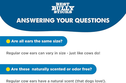 Best Bully Sticks Cow Ears for Dogs - 15 Count (Pack of 1) - Natural, Free-Range Grass-Fed, Single Ingredient, High Protein, Easily Digestible, Great for Various Breeds