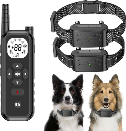 Wireless Dog Fence, Electric Fence for Dogs, Training Collar with Remote System 185 Days Standby Time, Waterproof & Flash Light Portable Dog Perimeter Collar with 3 Training Mode for 2 Dogs