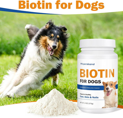 Biotin for Dogs, Supports Shiny Coat and Healthy Skin, Strengthens Dog Nails, Biotin Powder Supplement for Dog Shedding, Dry Skin Relief for Dogs, 6 oz