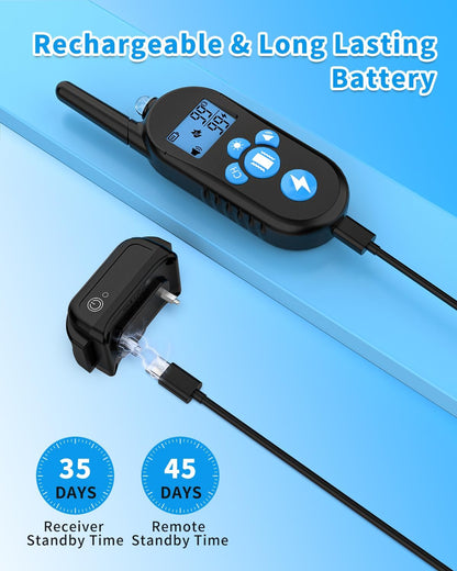 Dog Training Collar, 2500FT Training Collar with Remote for 20-110lbs Medium Large Small Dogs, IPX7 Waterproof Rechargeable eCollar with 4 Training Modes, Beep, Light, Vibration