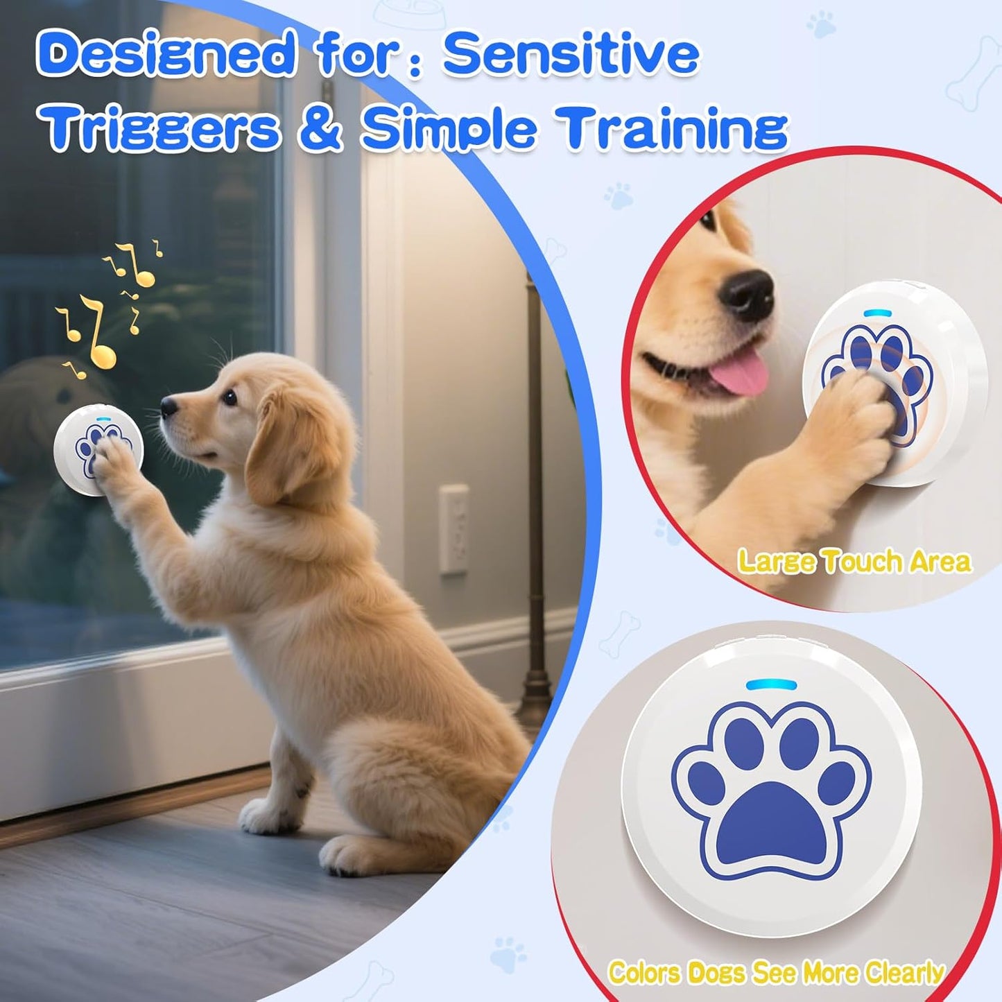 ChunHee Dog Training Bells for Door - Dog Door Bell for with 28 Custom Sounds | Dog Bell for Door Potty Training | Chew-Proof & Adjustable Volume (0-115dB) | Teach Puppies to Signal to Go Outside