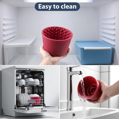 Dog Slow Feeder Lick Bowl - Non-Slip Licking Treat Dispenser for Small Medium Large Dogs, Promotes Anxiety Relief & Prevents Choking, Easy to Clean Feeding Bowl (Wine Red, L)