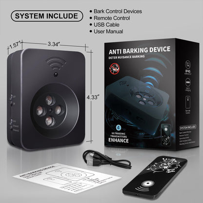 Ultimate Ultrasonic Bark Control Device for Dogs - 50ft Remote & Auto Sensor Modes | Weatherproof Anti-Bark Deterrent | Handheld Remote Training Tool | Stop Excessive Barking Humanely - Black