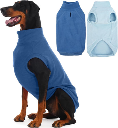IECOii 2 Pack Fleece Doberman Sweater for Dog - Warm Winter Fleece Vest, Comfortable Coats for Outdoor, Stretchy Pet Sweatshirt for Large Dogs, Machine Washable (Size 4XL, Dark Blue & Light Blue)