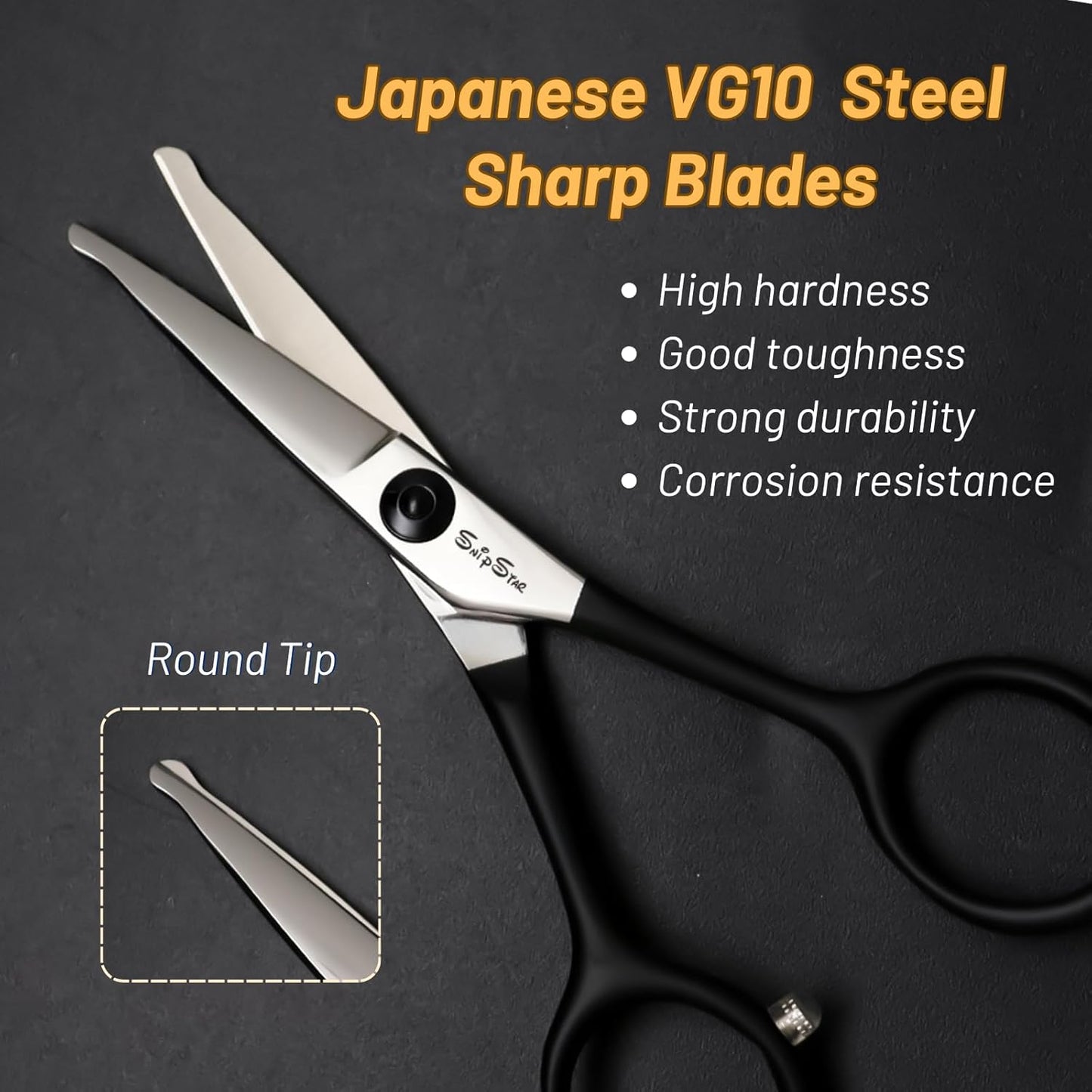4.5in Small Dog Grooming Scissors Professional, Cat Pet Shears with Ergonomic Handle & Safety Round Tip, VG10 Steel Sharp, Puppy Trimming Shears for Dogs Face Paw Ears Eye Nose Moustache Hair Cutting