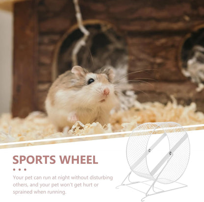 Silent Hamster Exercise Wheel Iron Frame 32Cm, White Small Animal Running for Hedgehogs, Squirrels, Sugar Gliders and Gerbils, Quiet Nail Grinding Plaything for Pets