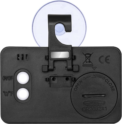 Reptile Thermometer Hygrometer Digital Gauge with Hook & Suction Cup, Accurate Temperature and Humidity Monitor for Reptile Terrarium, Bearded Dragon Tank, Snake Lizard Gecko Habitat (Black)