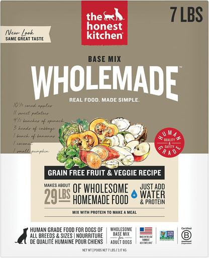 The Honest Kitchen Wholemade™ Dehydrated Grain Free Fruit & Veggie Base Mix Dog Food (Just Add Protein), 7 lb Box