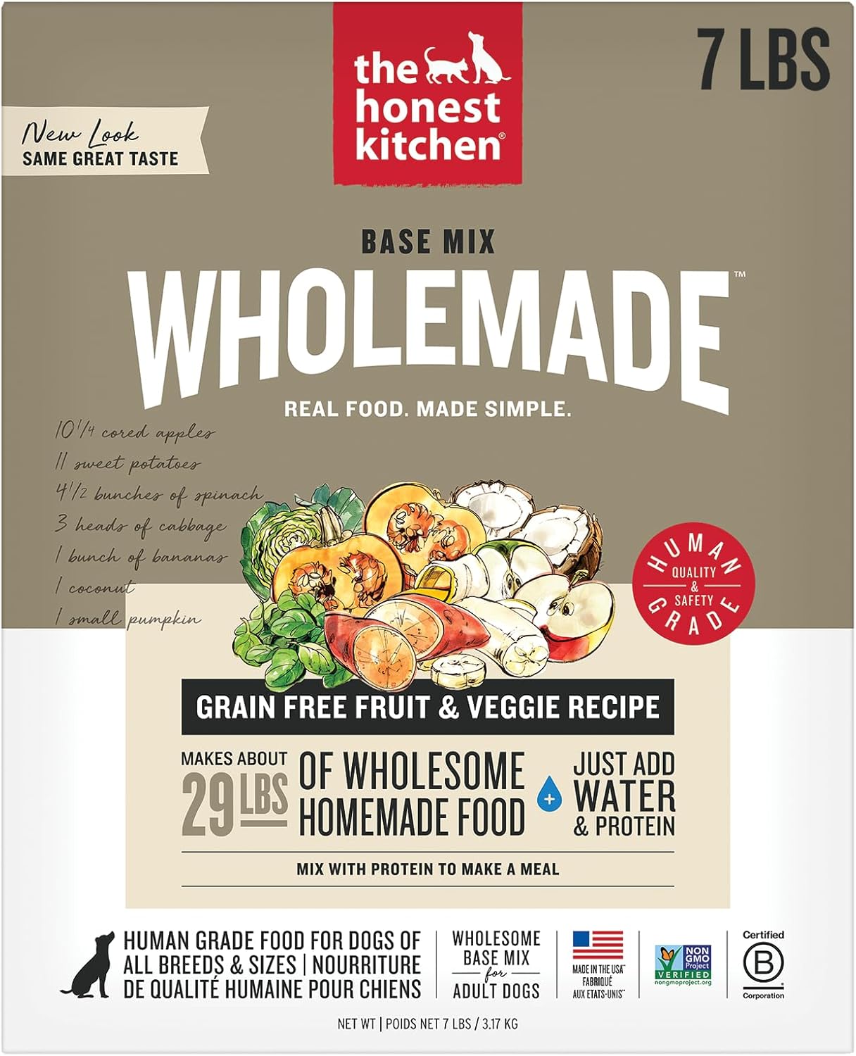 The Honest Kitchen Wholemade™ Dehydrated Grain Free Fruit & Veggie Base Mix Dog Food (Just Add Protein), 7 lb Box