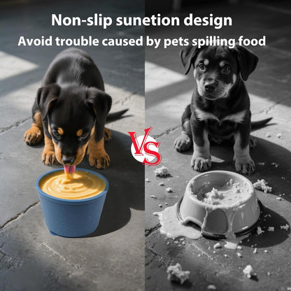 Dog Slow Feeder Lick Bowl - Non-Slip Licking Treat Dispenser for Small Medium Large Dogs, Promotes Anxiety Relief & Prevents Choking, Easy to Clean Feeding Bowl (Dark Blue, S)