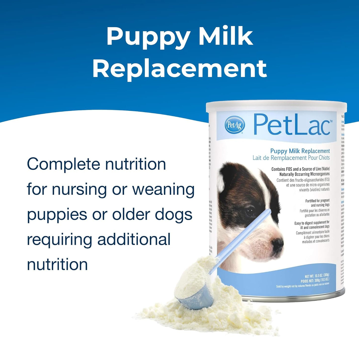 Pet-Ag PetLac Powder for Puppies - 10.5 oz - Puppy Milk Replacement Powder for Puppies Newborn to Six Weeks Old - Easy to Digest