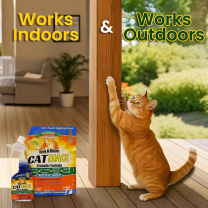 Nature's Mace Cat Mace Cat Repellent, Spray Deterrent for Urine Marking, Keep Cats Away for Outdoor & Indoor Use, Scratching, Flowerbeds, Yards, Pets, Garden, Plants, Ready-to-Use, 40 oz Spray