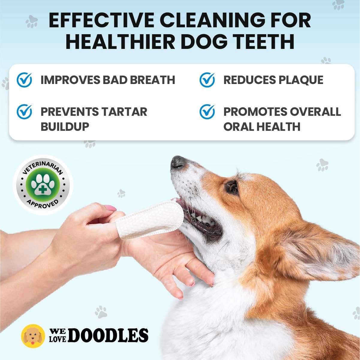 We Love Doodles 75 pcs Dog Teeth Cleaning Wipes & Dog Cologne Bundle - Pet Dental Finger Wipes for Dogs, Freshens Breath Dog Dental Wipes, Pawfume After Bath for Smelly Dogs, Fresh Cotton