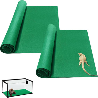 2 Pcs 47" x 24" Reptile Carpet： Terrarium Liner Bedding for Bearded Dragon, Tank Accessories for Leopard Gecko or Snake or Lizard or Tortoise (Green)