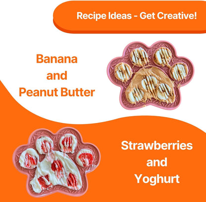 Lick Mat for Dogs & Cats 3 Pack, DOOGUES Slow Feeder Mat for Anxiety Relief, Non-Slip Suction Cups, Spread with Peanut Butter, Yoghurt or Treats, Suitable for Small and Medium Pets (Pink Green Beige)