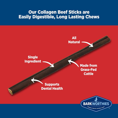 Barkworthies Plain Collagen Sticks - 6 Inch 8 Count (Pack of 1) - Long-Lasting, Single Ingredient