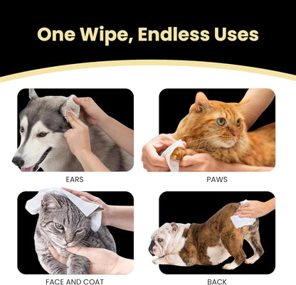 Hanu Pet Wipes for Dogs and Cats, Hypoallergenic, Cleans Tear Stains, Itching Relief, for face,Paws, Body and Butt, Peach Oolong