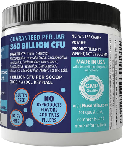 NUSENTIA Probiotics for Dogs -(360 Scoops)-Probiotic Miracle -Advanced, Species Specific Probiotics and Prebiotics to Stop Diarrhea, Loose Stool, and Yeast-Plus Immune Support