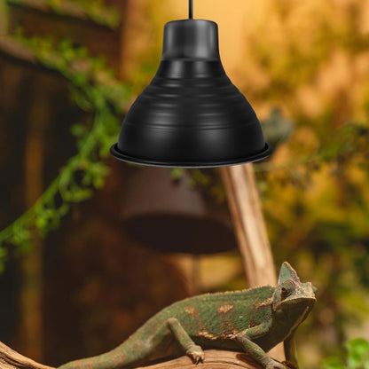Reptile Lamp Shade Heat Lamp Protector 5.5-Inch Reflective Lampshade Black Exterior White Interior for Reptile Habitat Heating in Terrariums