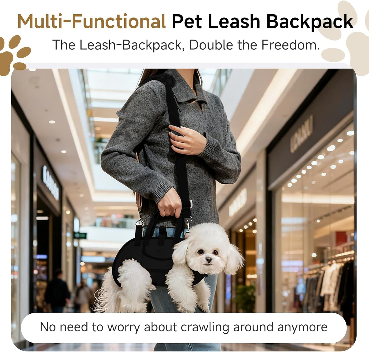 Dog Lift Harness for Large Dogs, Full Body Support Sling with Adjustable Control Handle for Senior or Injured Pets, Hands Free Shoulder Pet Carrier(Black,XL)