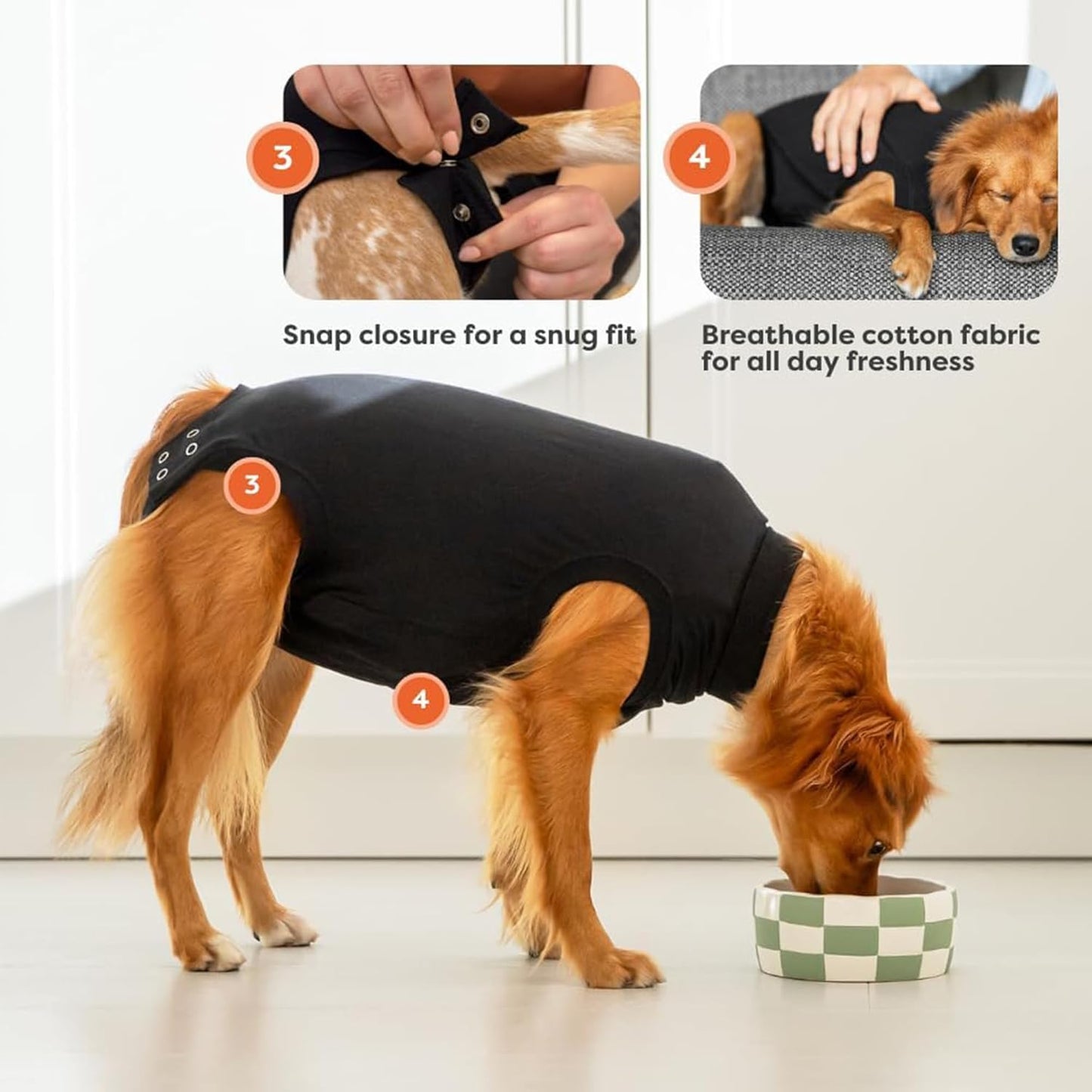 Suitical Recovery Suit for Dogs - XL Black - Dog Surgery Recovery Suit with Clip-Up System, Breathable Fabric for Spay, Neuter, Skin Conditions, Incontinence, 29.1–32.3 in Neck-to-Tail
