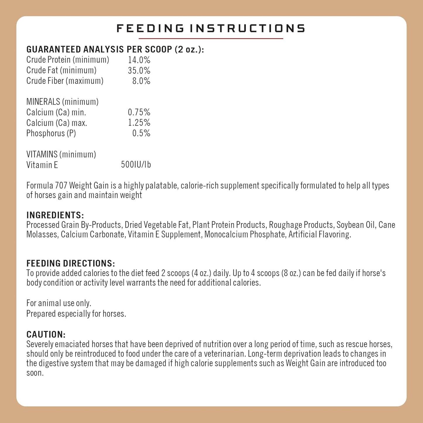 Formula 707 Weight Gain Powder Equine Supplement, 16lb Bucket – Palatable, Calorie-Rich Nutritional Support for Hard-to-Keep and Senior Horses