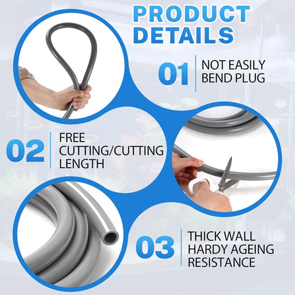 Nuanchu 12/16mm 1/2" ID Aquarium Tubing 3 Meter/10 ft Flexible PVC Tubing Gray Plastic Aquarium Hose Fish Tank Air Hose for Aquatic Canister Filter System, Garden, Pond, Terrarium, Water Cooling