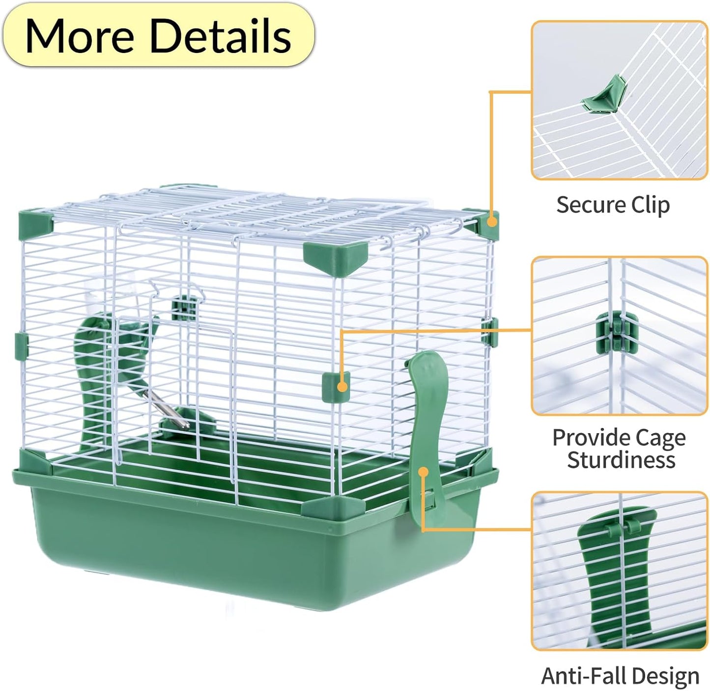 11" Travel Hamster Carrier, Small Animal Cage, Portable Outing Carrier, Temporary Cage, Short Trip, Picnic, with Food Bowl, Water Bottle, Dwarf Syrian Hamster, Gerbil, Green