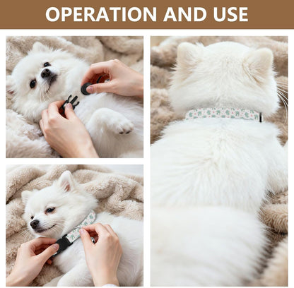 Cute Animals Elephants White Pattern Dog Collar with Buckle Adjustable 2 Pack Reusable Safety Necklace for Small Dogs Cats