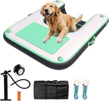 ALIFUN Inflatable Dog Water Ramp Safety Floating Dock Dog Pool Raft for Pool Lake Boat Non-Slip Floating Ladder for Pets Up to 220 LBs Bgreen 120CM Length