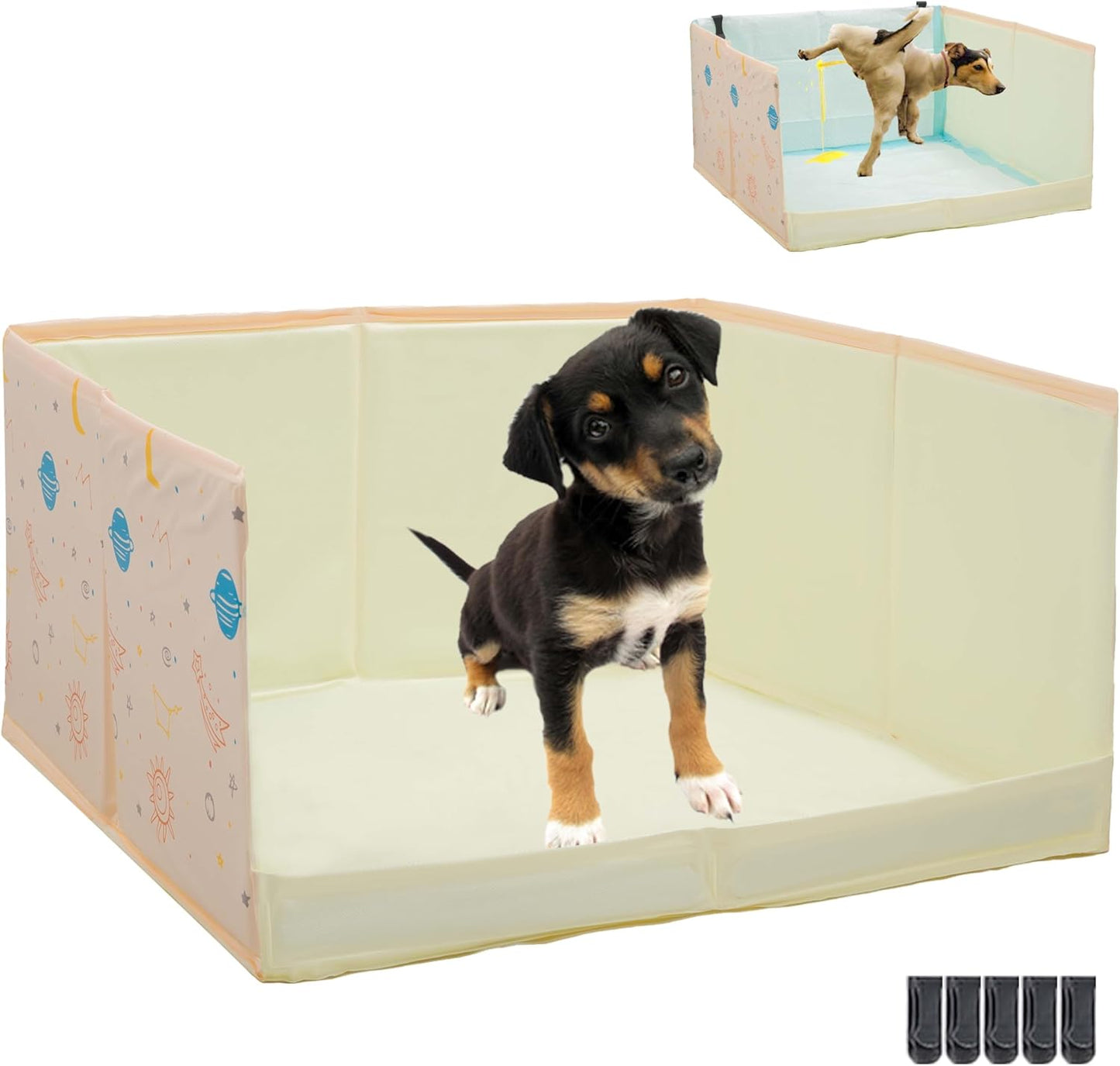 Dog Litter Box with High Walls,Pee Pad Holder Tray for Dog,Indoor Puppy Potty,No Assembly,No Spill,Waterproof,Easy to Clean,Portable for Travel