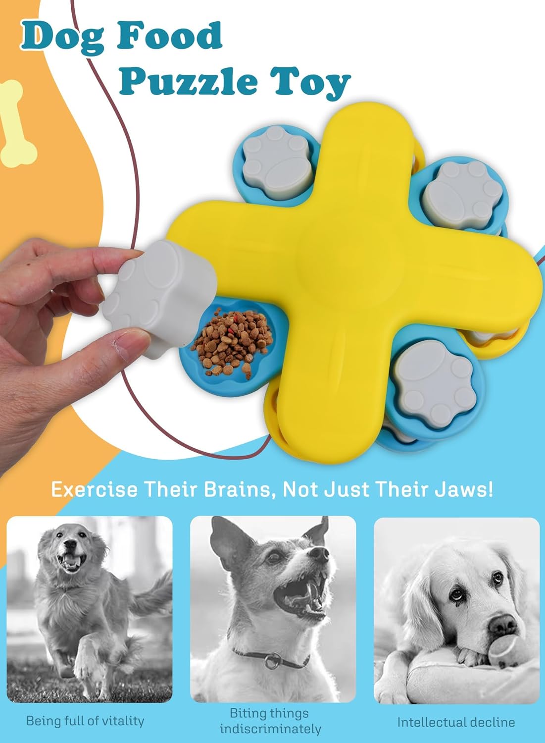 Dog Puzzle Toys for Smart Dogs Feeder, Dog Games Puzzle Toys. Meal Distribution and Entertainment, an Interesting Slow Feeder Suitable for Small and Med