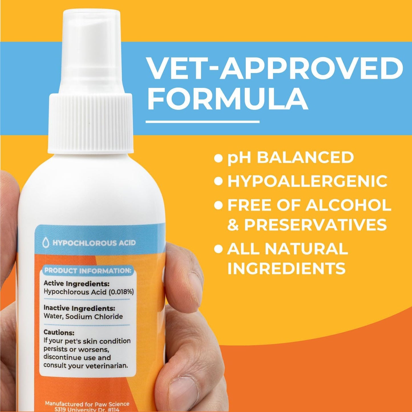 Skin & Wound Care Spray for Dogs & Cats – Lick-Safe Antiseptic Healing Aid, Itch Relief & Skin Repair Treatment for Hot Spots, Rashes, Cuts, Burns, & Irritation