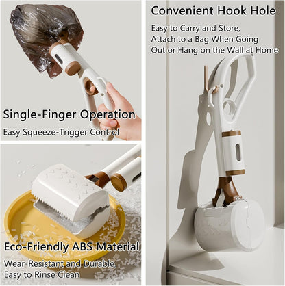 Pooper Scooper with Handle 14”, No Touch Waste Pickup Tool for Large Medium Small Dogs,Portable for Lawn Grass Dirt Gravel, Includes 1 Rolls Waste Bags (Yellow)