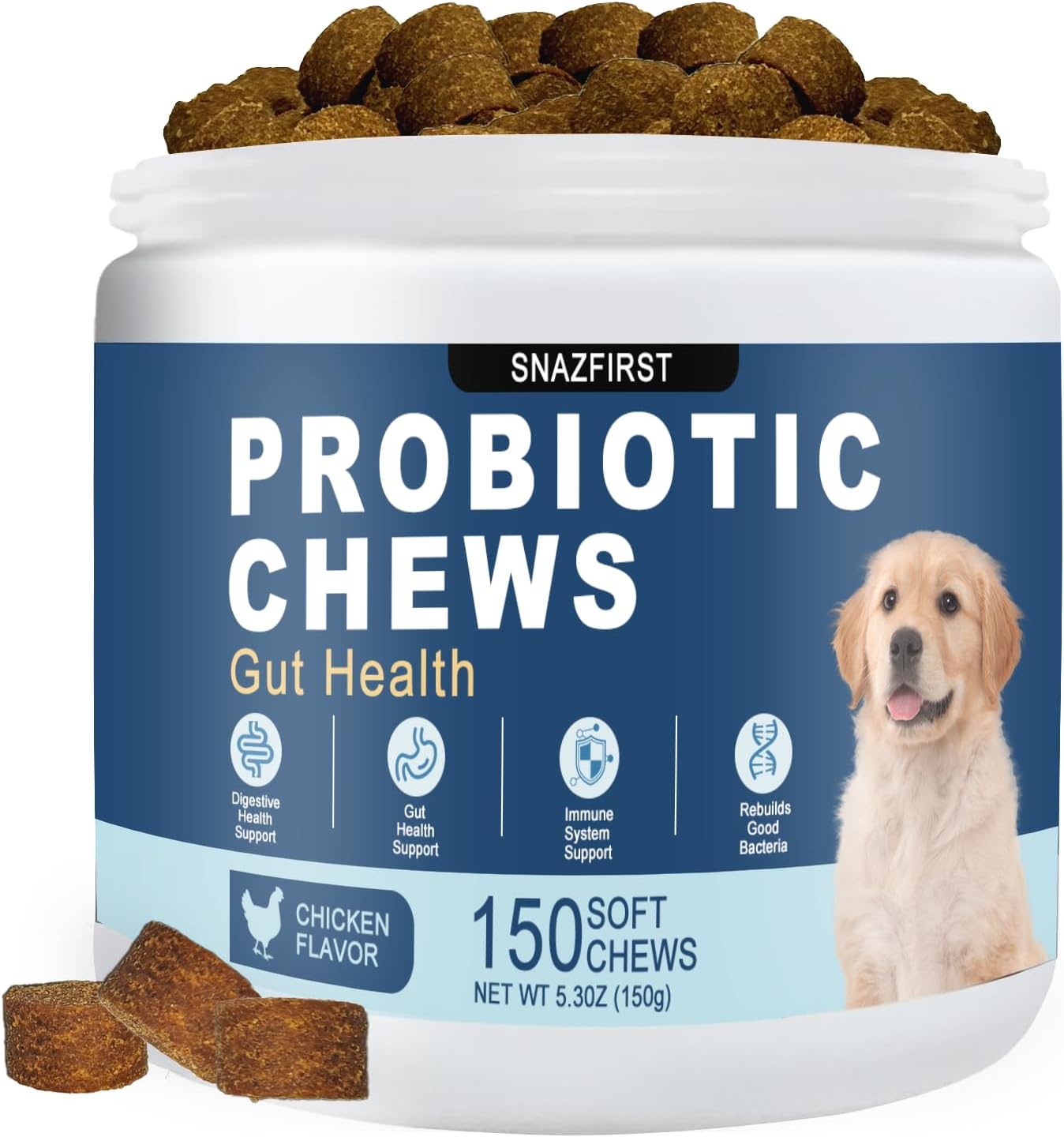 Probiotics for Dogs, Dog Probiotics Chews for Digestive Health & Gut Health, Improve Immune System,Constipation & Diarrhea Relief(Chicken Flavor, 150 Chews)
