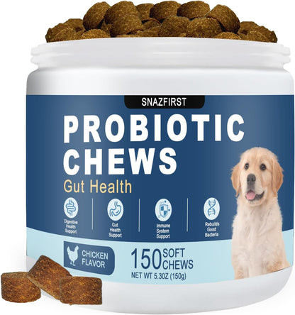 Probiotics for Dogs, Dog Probiotics Chews for Digestive Health & Gut Health, Improve Immune System,Constipation & Diarrhea Relief(Chicken Flavor, 150 Chews)