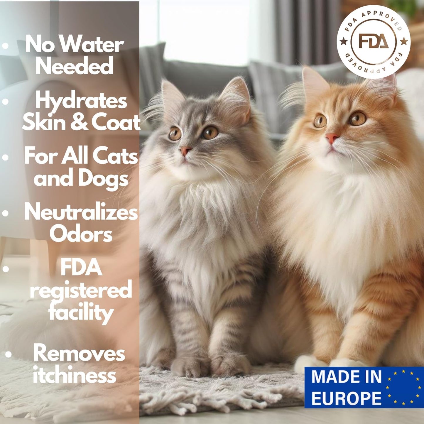 Cat Dry Shampoo Powder with Lavender and Rosemary and Enzymatic Pet Toothpaste | Cat Tooth Brushing Kit | Cat & Dog Dental Care