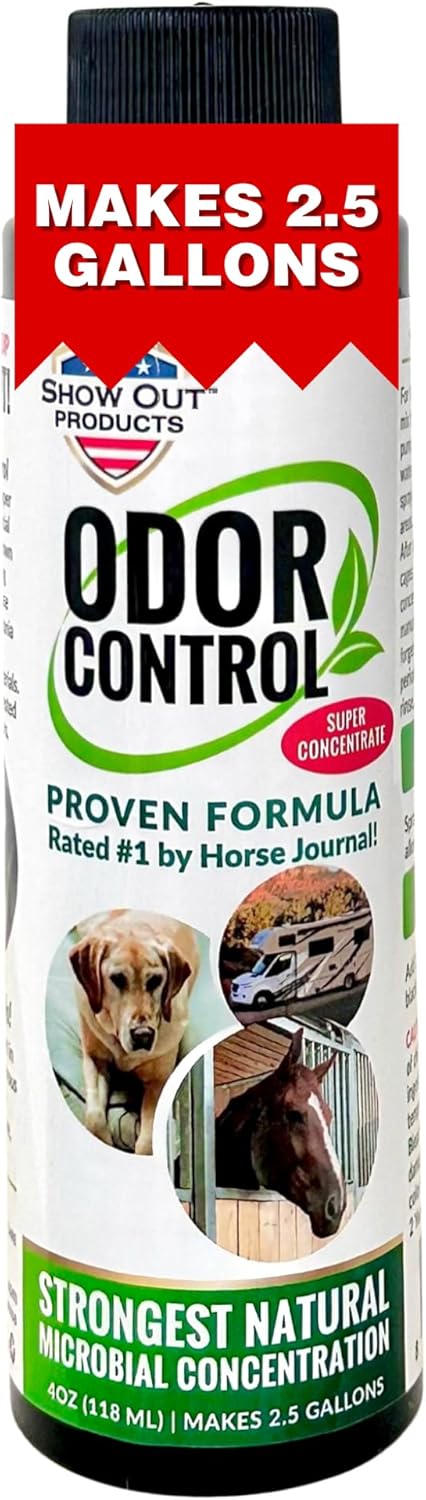 Show Out Odor Control & Urine Smell Remover - Eliminates Odors from Dog, Pet, Horse, Cat, Trailers, Carpet and Homes - Makes 2.5 Gallons of Spray. Pee Odor Destroyer, Eliminator & Enzyme Cleaner